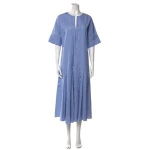 CÂLLAS MILANO Shirtdress Blue Striped Short Sleeve Button Cuffs Back Zip Medium